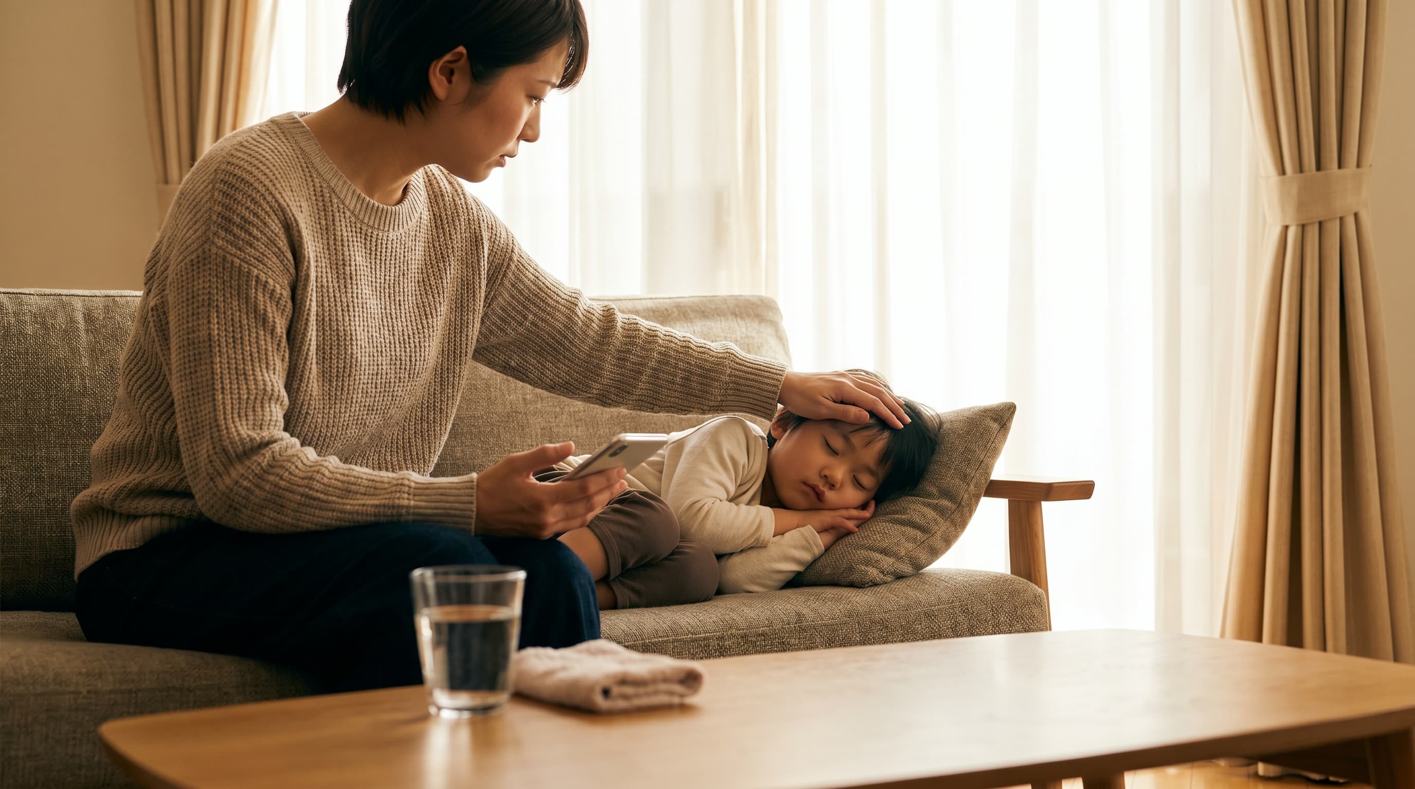 子どもの嘔吐、脱水と受診のサイン　水分の与え方と「緑色の吐物」の意味